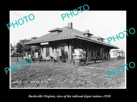 OLD LARGE HISTORIC PHOTO OF BURKEVILLE VIRGINIA, RAILROAD DEPOT STATION c1920 1