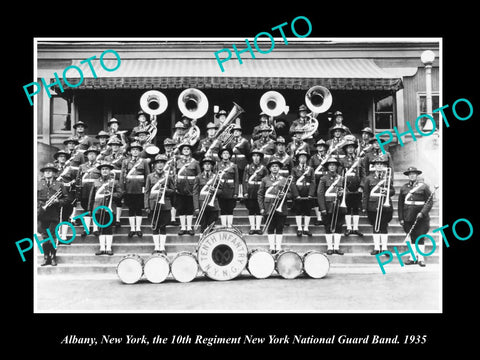 OLD LARGE HISTORIC PHOTO ALBANY NEW YORK, 10th REGIMENT NATIONAL GUARD BAND 1935