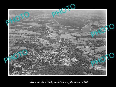 OLD LARGE HISTORIC PHOTO BREWSTER NEW YORK, AERIAL VIEW OF THE TOWN c1940 1