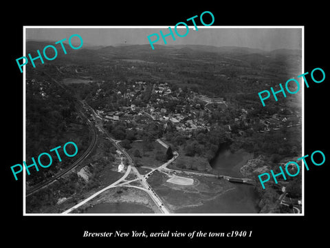 OLD LARGE HISTORIC PHOTO BREWSTER NEW YORK, AERIAL VIEW OF THE TOWN c1940 2