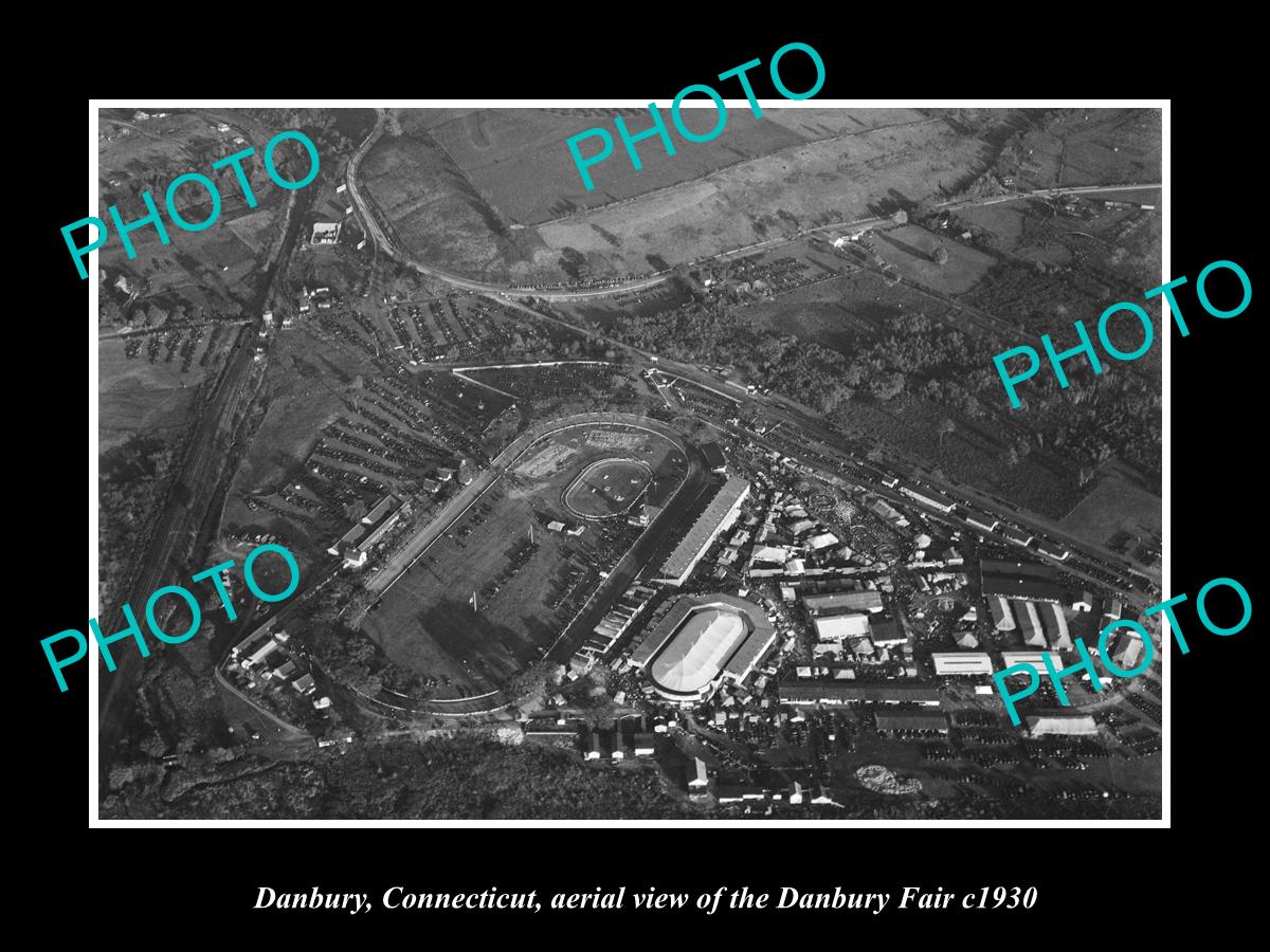 OLD LARGE HISTORIC PHOTO DANBURY CONNECTICUT, AERIAL VIEW OF DANBURY FAIR c1930
