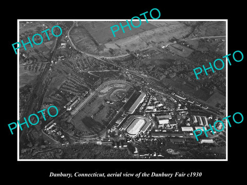 OLD LARGE HISTORIC PHOTO DANBURY CONNECTICUT, AERIAL VIEW OF DANBURY FAIR c1930