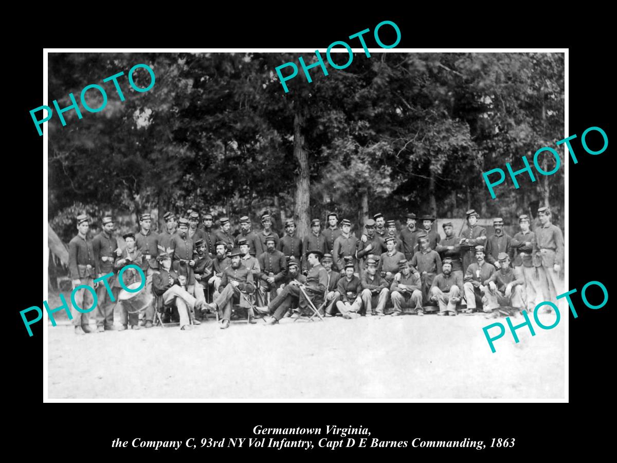 OLD LARGE HISTORIC PHOTO GERMANTOWN VIRGINIA, CIVIL WAR NEW YORK INFANTRY 1863