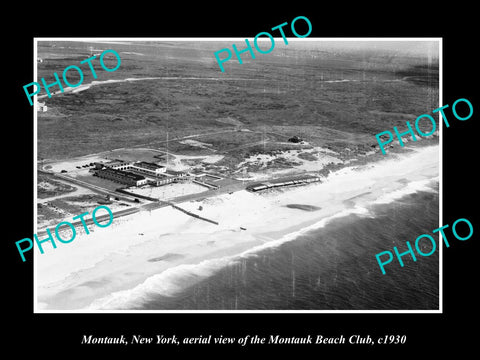 OLD LARGE HISTORIC PHOTO MONTAUK NEW YORK, AERIAL VIEW OF THE BEACH CLUB c1930