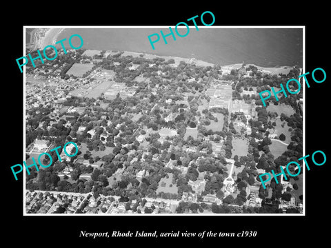 OLD LARGE HISTORIC PHOTO NEWPORT RHODE ISLAND, AERIAL VIEW OF THE TOWN c1930 1