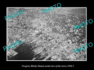 OLD LARGE HISTORIC PHOTO NEWPORT RHODE ISLAND, AERIAL VIEW OF THE TOWN c1930 2