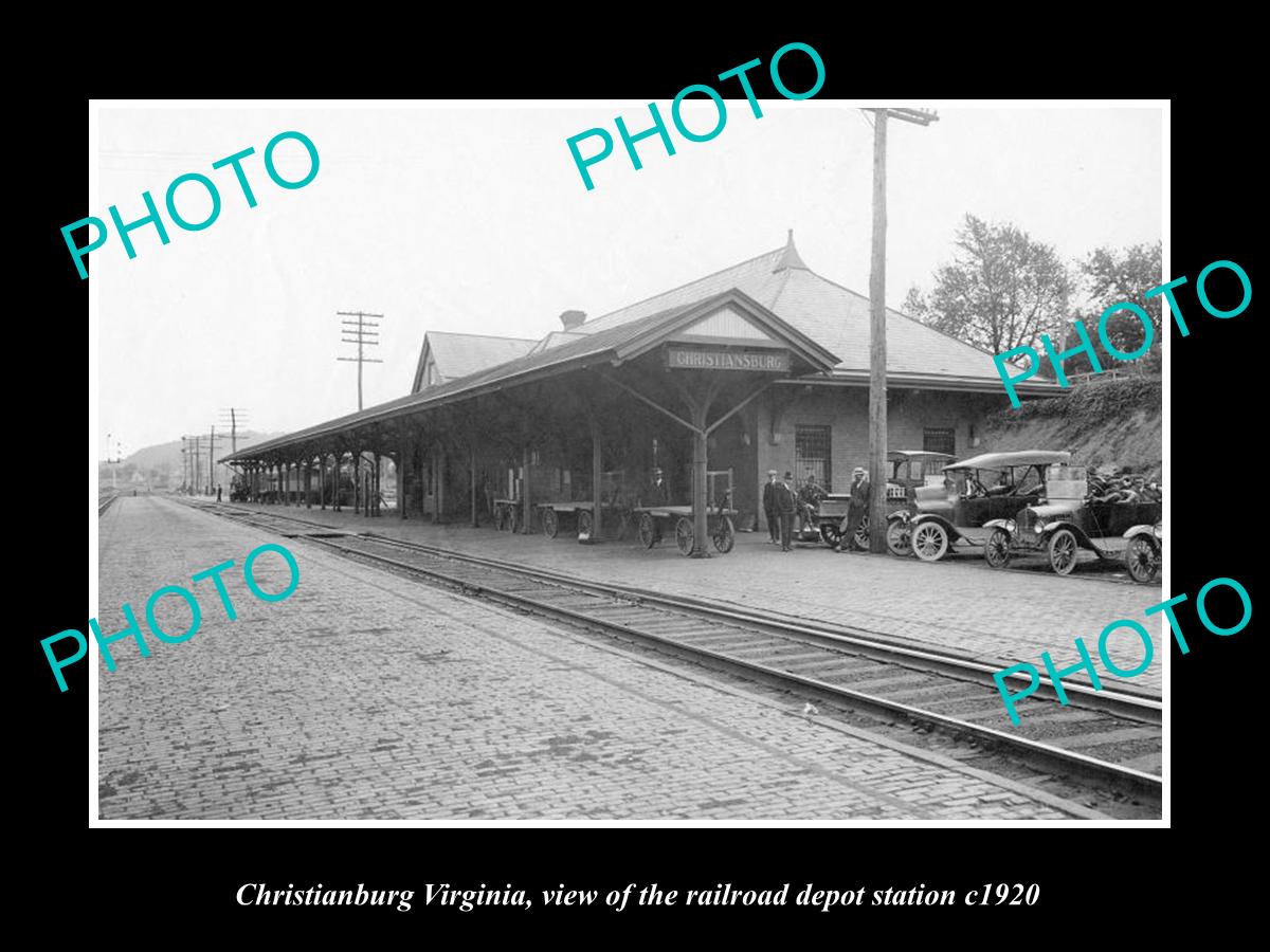 OLD HISTORIC PHOTO OF CHRISTIANSBURG VIRGINIA, RAILROAD DEPOT STATION c1920 1