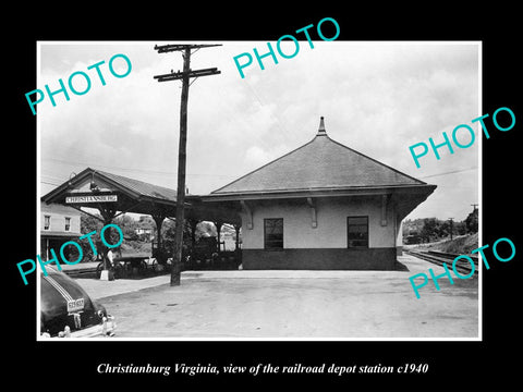 OLD HISTORIC PHOTO OF CHRISTIANSBURG VIRGINIA, RAILROAD DEPOT STATION c1940 2