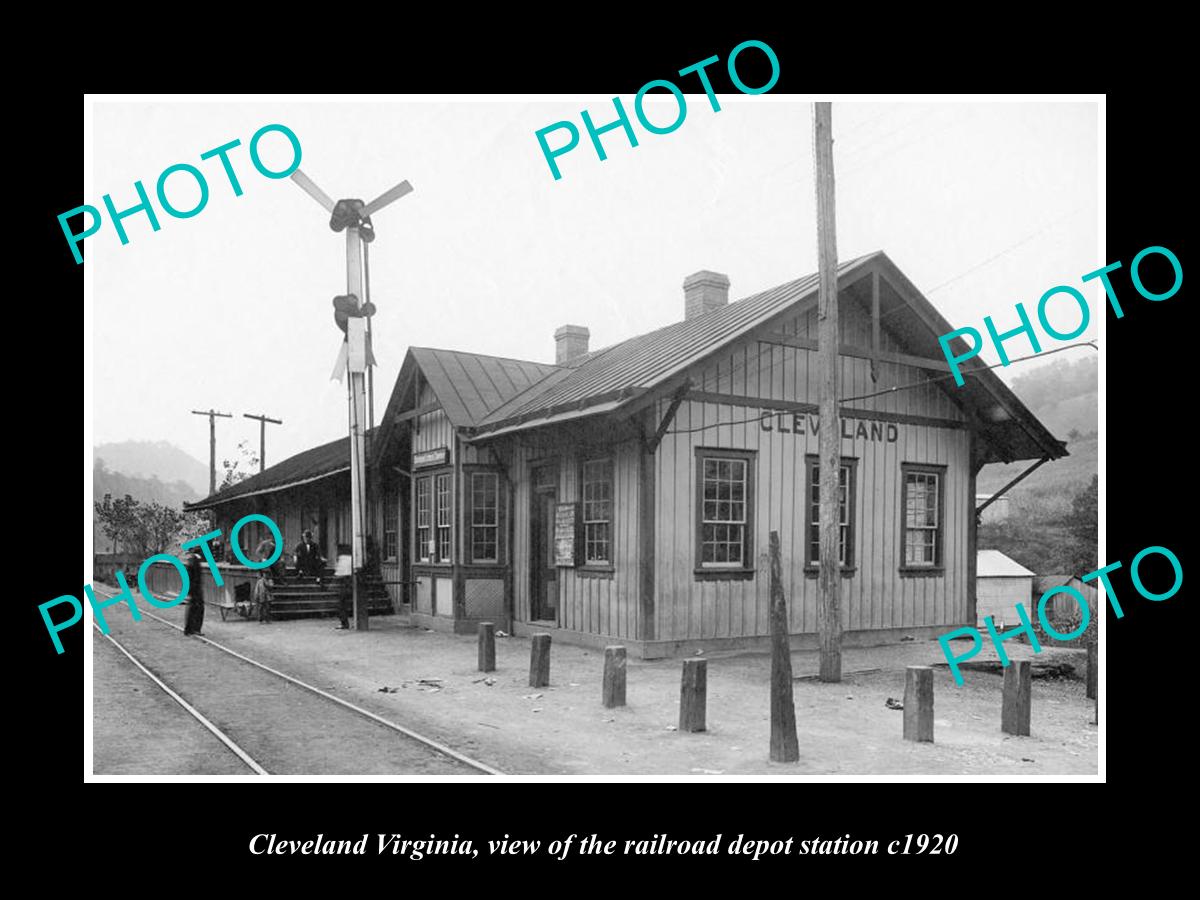 OLD LARGE HISTORIC PHOTO OF CLEVELAND VIRGINIA, RAILROAD DEPOT STATION c1920