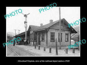 OLD LARGE HISTORIC PHOTO OF CLEVELAND VIRGINIA, RAILROAD DEPOT STATION c1920