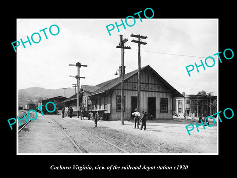 OLD LARGE HISTORIC PHOTO OF COEBURN VIRGINIA, RAILROAD DEPOT STATION c1920