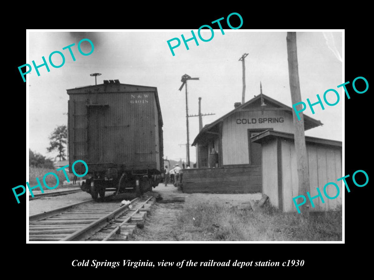 OLD LARGE HISTORIC PHOTO OF COLD SPRINGS VIRGINIA, RAILROAD DEPOT STATION c1930