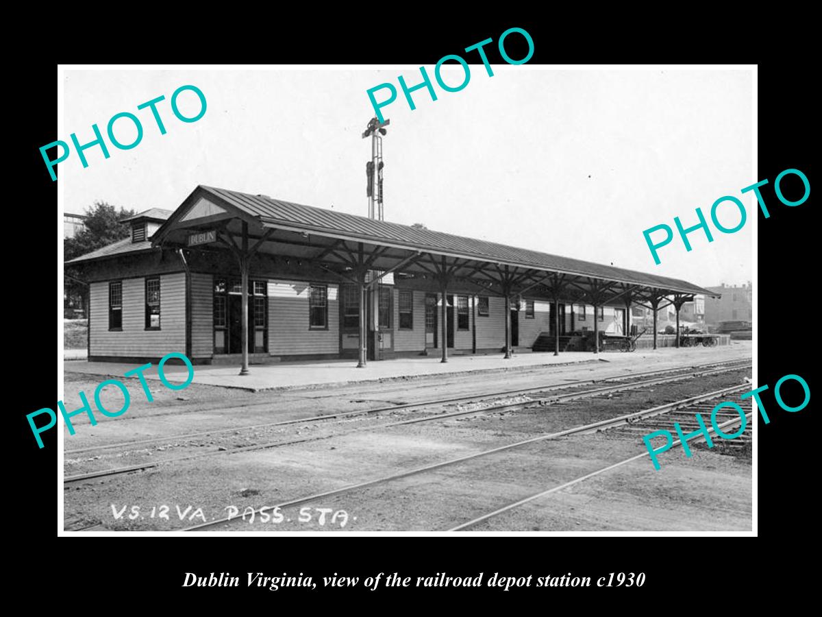 OLD LARGE HISTORIC PHOTO OF DUBLIN VIRGINIA, RAILROAD DEPOT STATION c1930