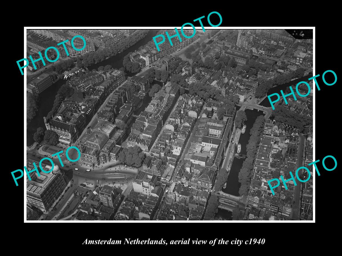 OLD LARGE HISTORIC PHOTO AMSTERDAM NETHERLANDS, AERIAL VIEW OF THE CITY c1940 4