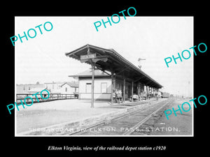 OLD LARGE HISTORIC PHOTO OF ELKTON VIRGINIA, RAILROAD DEPOT STATION c1920