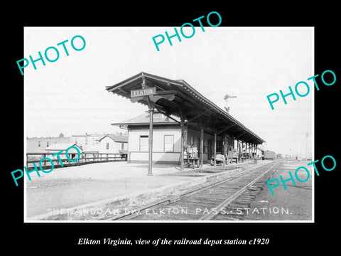 OLD LARGE HISTORIC PHOTO OF ELKTON VIRGINIA, RAILROAD DEPOT STATION c1920