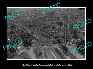 OLD LARGE HISTORIC PHOTO APELDOORN NETHERLANDS, AERIAL VIEW OF THE TOWN c1940 1