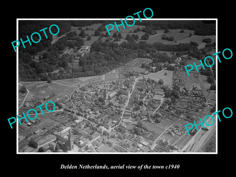 OLD LARGE HISTORIC PHOTO DELDEN NETHERLANDS, AERIAL VIEW OF THE TOWN c1940