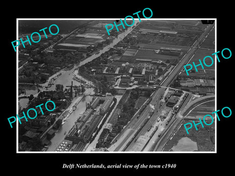 OLD LARGE HISTORIC PHOTO DELFT NETHERLANDS, AERIAL VIEW OF THE TOWN c1940 3