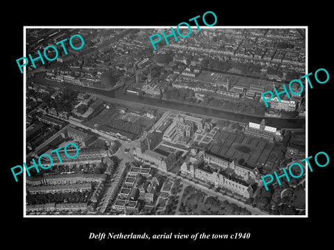 OLD LARGE HISTORIC PHOTO DELFT NETHERLANDS, AERIAL VIEW OF THE TOWN c1940 5