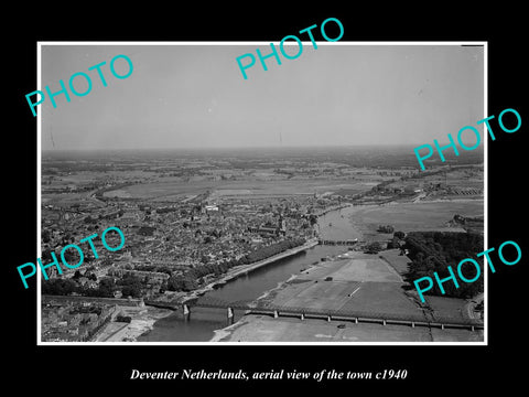 OLD LARGE HISTORIC PHOTO DEVENTER NETHERLANDS, AERIAL VIEW OF THE TOWN c1940 1