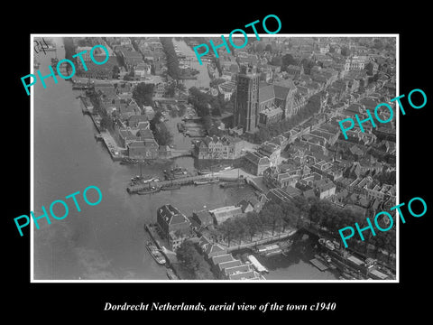 OLD LARGE HISTORIC PHOTO DORDRECHT NETHERLANDS, AERIAL VIEW OF THE TOWN c1940 2