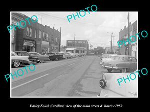 OLD LARGE HISTORIC PHOTO EASLEY SOUTH CAROLINA, THE MAIN STREET & STORES c1950