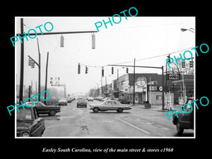 OLD LARGE HISTORIC PHOTO EASLEY SOUTH CAROLINA, THE MAIN STREET & STORES c1960 1