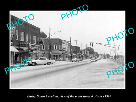 OLD LARGE HISTORIC PHOTO EASLEY SOUTH CAROLINA, THE MAIN STREET & STORES c1960 2