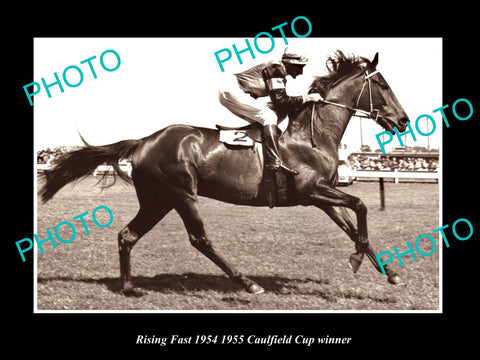 OLD LARGE HISTORIC PHOTO AUSTRALIAN HORSE RACING, RISING FAST 1954 CAULFIELD CUP