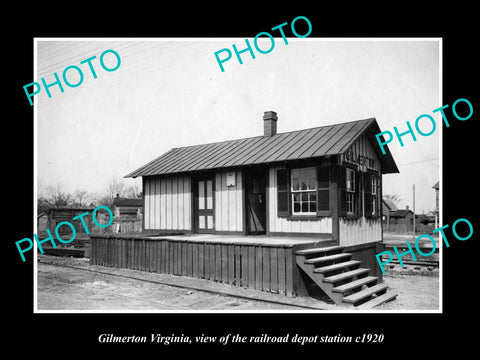 OLD LARGE HISTORIC PHOTO OF GILMERTON VIRGINIA, THE RAILROAD DEPOT STATION c1920