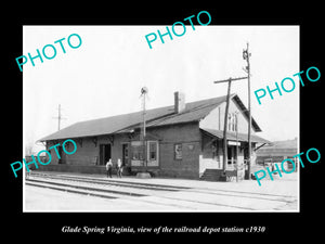 OLD LARGE HISTORIC PHOTO OF GLADE SPRING VIRGINIA, RAILROAD DEPOT STATION c1930