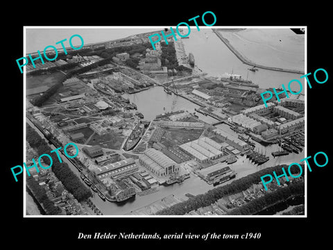 OLD LARGE HISTORIC PHOTO DEN HELDER NETHERLANDS, AERIAL VIEW OF THE TOWN c1940 2