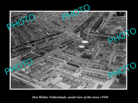 OLD LARGE HISTORIC PHOTO DEN HELDER NETHERLANDS, AERIAL VIEW OF THE TOWN c1940 3