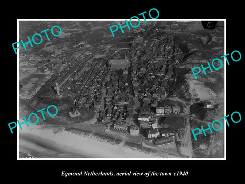 OLD LARGE HISTORIC PHOTO EGMOND NETHERLANDS, AERIAL VIEW OF THE TOWN c1940 1