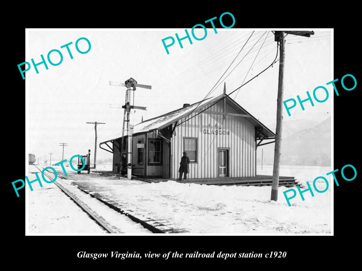 OLD LARGE HISTORIC PHOTO OF GLASGOW VIRGINIA, THE RAILROAD DEPOT STATION c1920 1