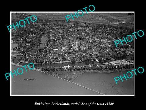 OLD LARGE HISTORIC PHOTO ENKHUIZEN NETHERLANDS, AERIAL VIEW OF THE TOWN c1940 3