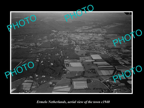 OLD LARGE HISTORIC PHOTO ERMELO NETHERLANDS, AERIAL VIEW OF THE TOWN c1940 1