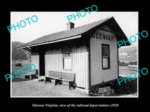 OLD LARGE HISTORIC PHOTO OF GLENVAR VIRGINIA, THE RAILROAD DEPOT STATION c1920