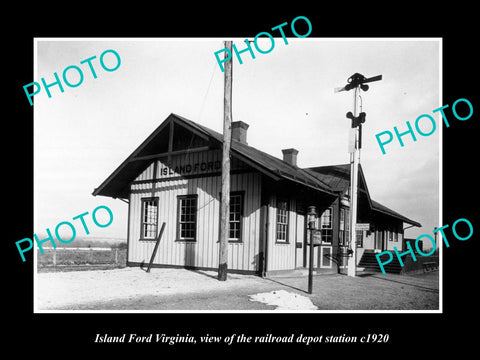 OLD LARGE HISTORIC PHOTO OF ISLAND FORD VIRGINIA, RAILROAD DEPOT STATION c1920