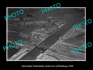 OLD LARGE HISTORIC PHOTO AMSTERDAM NETHERLANDS, AERIAL VIEW OF HEMBRUG c1940 1