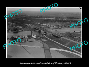 OLD LARGE HISTORIC PHOTO AMSTERDAM NETHERLANDS, AERIAL VIEW OF HEMBRUG c1940 2