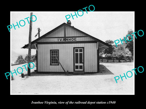 OLD LARGE HISTORIC PHOTO OF IVANHOE VIRGINIA, RAILROAD DEPOT STATION c1940