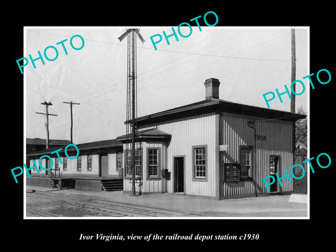 OLD LARGE HISTORIC PHOTO OF IVOR VIRGINIA, THE RAILROAD DEPOT STATION c1930