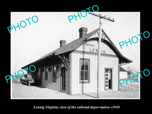 OLD LARGE HISTORIC PHOTO OF LENNIG VIRGINIA, RAILROAD DEPOT STATION c1930