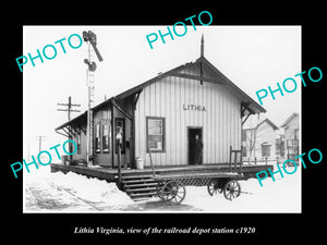 OLD LARGE HISTORIC PHOTO OF LITHIA VIRGINIA, RAILROAD DEPOT STATION c1920