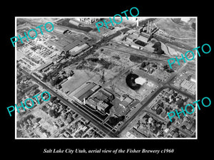 OLD LARGE HISTORIC PHOTO SALT LAKE CITY UTAH, AERIAL VIEW FISHER BREWERY c1960