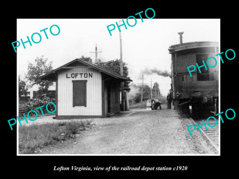 OLD LARGE HISTORIC PHOTO OF LOFTON VIRGINIA, RAILROAD DEPOT STATION c1920