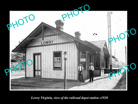 OLD LARGE HISTORIC PHOTO OF LOWRY VIRGINIA, THE RAILROAD DEPOT STATION c1920