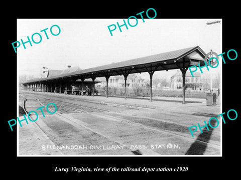 OLD LARGE HISTORIC PHOTO OF LURAY VIRGINIA, THE RAILROAD DEPOT STATION c1920